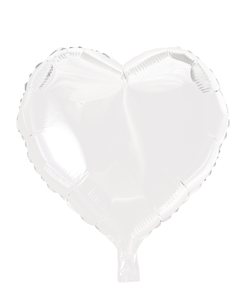 Folieballong, hjärta, vit, 46 cm