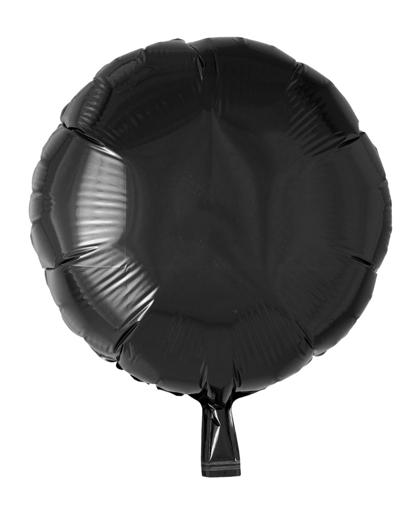 Folieballong, rund, svart, 46 cm