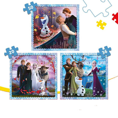 3-i-1 Børnepuslespil Disney Frozen (20, 36, 50 brikker)