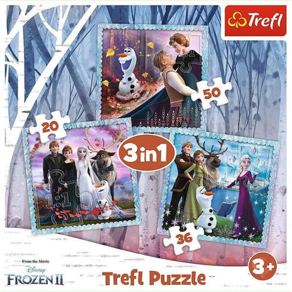 3-i-1 Børnepuslespil Disney Frozen (20, 36, 50 brikker)