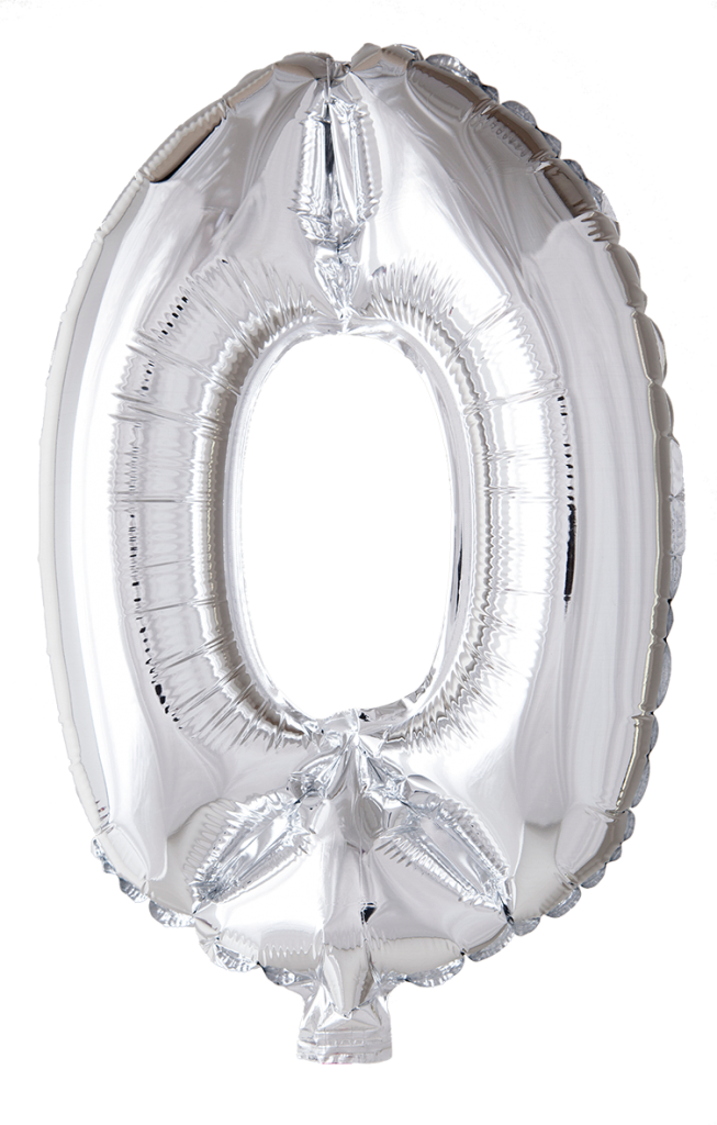 Folie Balloon tallene 0-9 i sølv 102 cm