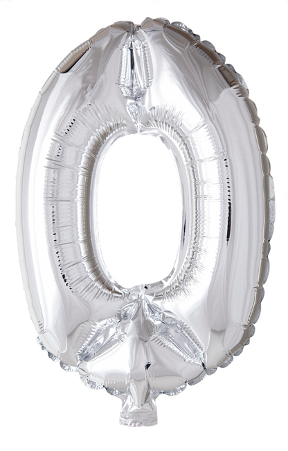Folie Balloon tallene 0-9 i sølv 102 cm