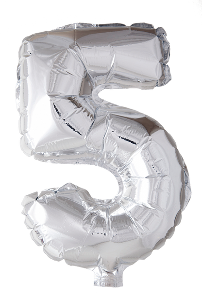 Folie Balloon tallene 0-9 i sølv 41 cm
