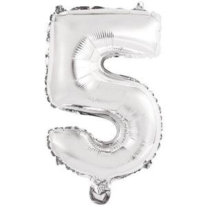 Folieballong siffror 5 i Silver 75cm