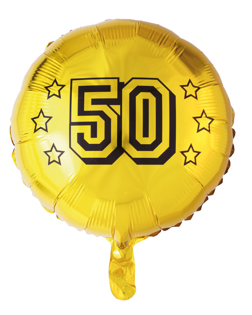 Folieballong, 50, rund, guld 46 cm