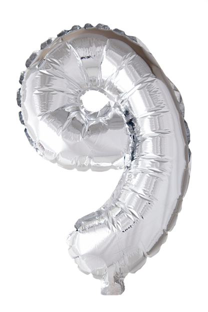 Folieballong siffror 0-9 i silver 41 cm