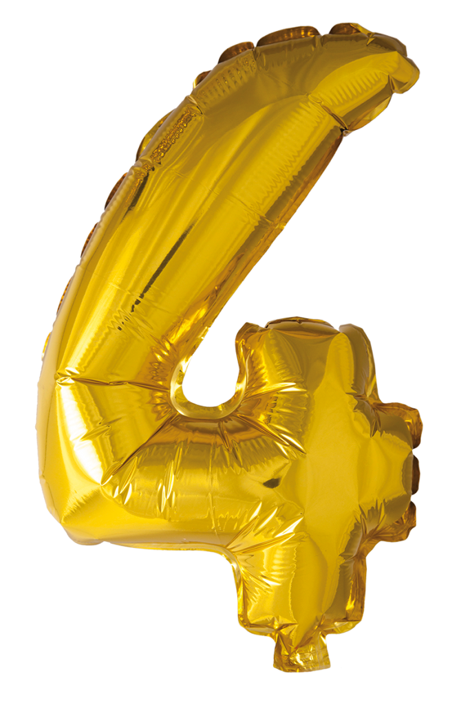 Folieballong siffror 4 i guld 41cm