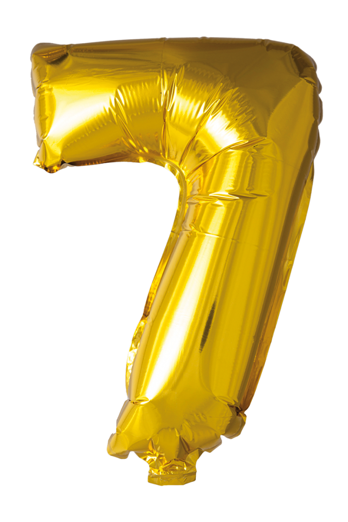 Folieballong siffror 7 i guld 102 cm