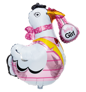 Folieballong Storken Rosa, 78 cm