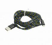 Lightning USB-kabel i nylon stof til din iPhone gadgets - 3m