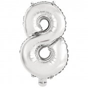 Folieballon nummer 8 i Sølv 75cm