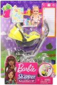 Barbie Skipper Babysitter baby med gul klapvogn