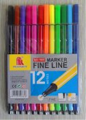Farve blæk penne med fin spids (12 Pack)