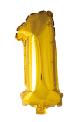 Folieballon nummer 1 i guld 41cm