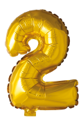 Folieballon nummer 2 i guld 41cm