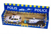 Toy Police Car med Trailer & Politi Helikopter