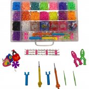 Fyndbox-4-pack Loom bands startpakke af 19200 dele - Lav dit eget armbånd!
