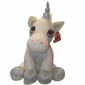 Blød enhjørning udstoppet dyr hvid 80cm