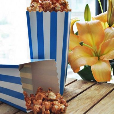 Popcorn kop blå hvid 10 stk