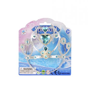 Prinsessediadem, 14 cm, Sølv med Blå Diamanter