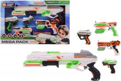 Tack Pro Mega Blaster Pack - 1 Stor og 4 Mindre Blasters med 40 Pile