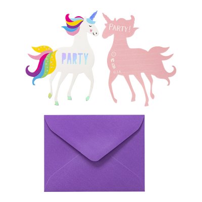 Unicorn invitationskort med kuverter, 8-pak