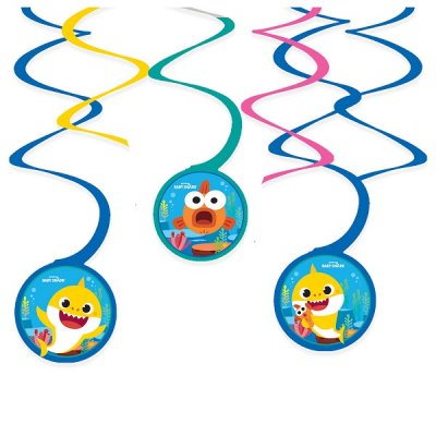 Baby Shark hvirvler dekoration 6-pak