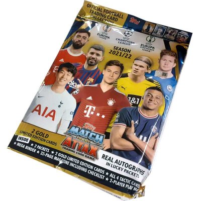 Fodboldkort UEFA Champions League Europa League Conference League Startpakke 24 kort (inkl. 2 Limited Edition guldkort) og 1 alb