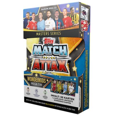 Fodboldkort Mega Tin Uefa Champions League Europa League Conference League 2022/23 Limited Edition Wonderkids Samlerkort