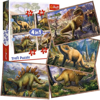 Dinosaurpuslespil 4 i 1