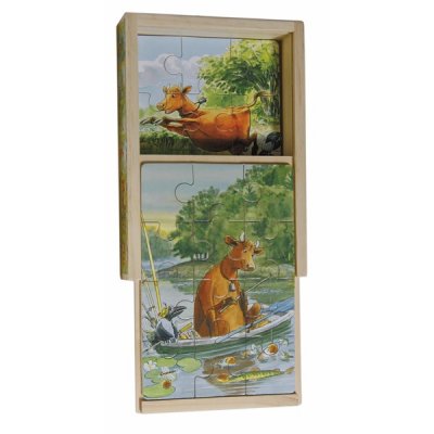 Mamma Mu skuffepuslespil i træ 4-i-1