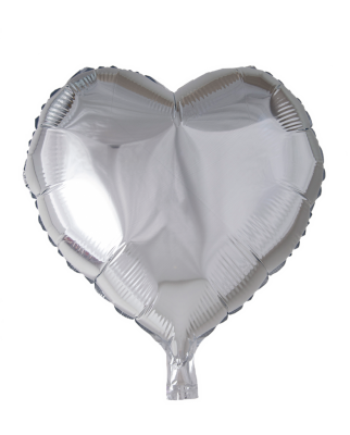 Folie balloner, hjerte, sølv, 46 cm