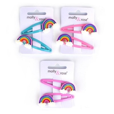 Hårklips 2-pak, motiv regnbue