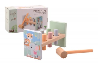 Jouéco Legetøjsboltbræt af træ med dyre-motiver