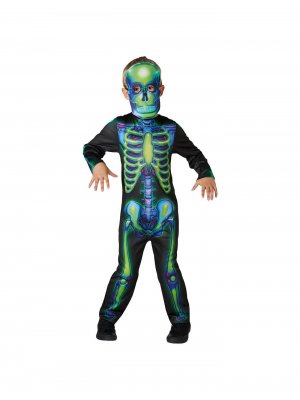 Glow in the Dark Skeletdragt i neonfarvede børn