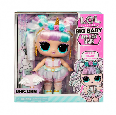 L.O.L. Surprise! Big Baby Hair Hair Hair Dukke Unicorn 28cm