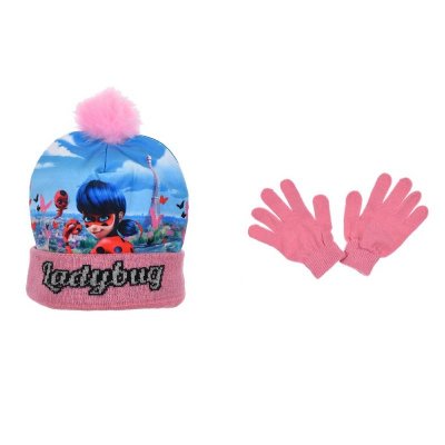 Miraculous Ladybug hat & handsker pink