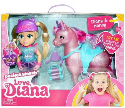 Elsker Diana, dukke med hest, der skinner