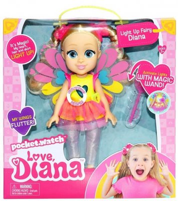 Elsker Diana Light up Fairy, skinnende dukke