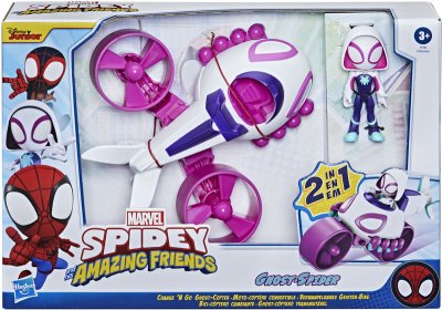 Spiderman Amazing Friends 2 i 1 helikopter motorcykel