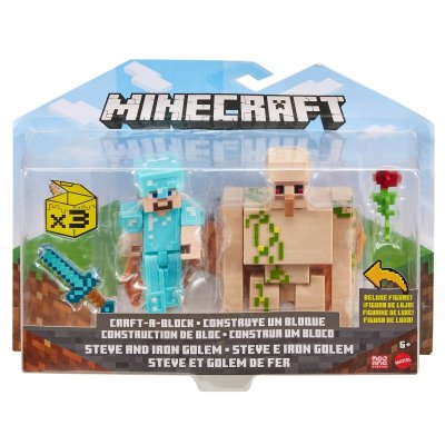 Minecraft Steve & Iron Golem figurer 2-pak