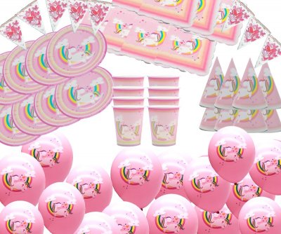 Festtaske i 5 dele i enhjørningsmotiver