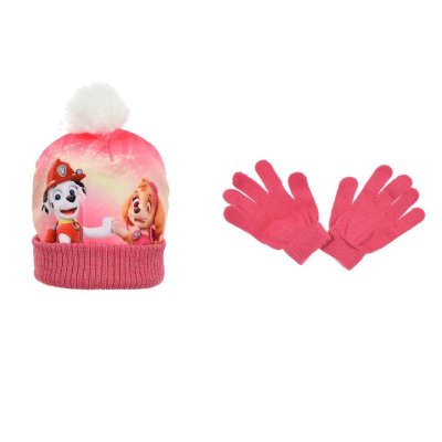 PAW Patrol Skye & Marshall hat med handsker lyserød