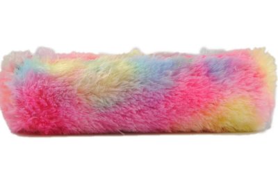 Regnbue-farvet penalhus med blød pels