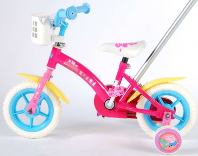 Gurli Gris Børn Cykel 10 tommer med støttehjul og cykel bar