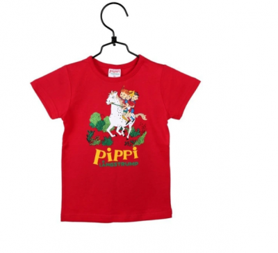 Pippi Langstrømpe Galopperende rød T-shirt