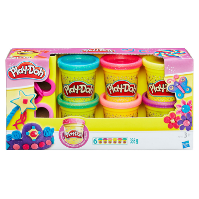 Play-Doh, Glitter Clay, 6-pack