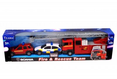 Redningskøretøjer sæt med politiet bilen, brandbil og räddningstjänstbil