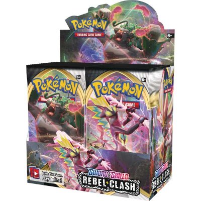 36 pack af Pokemon Sword & Shield 2: Rebel Clash Display Booster Box samlekort
