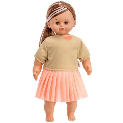 Skrållan talende dukke med brunt hår 45cm